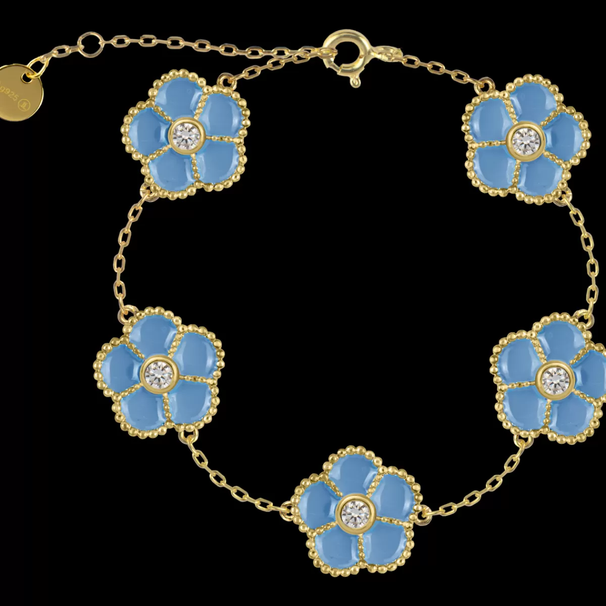 Best Jacques Lemans Armband "Blumen" Sterlingsilber vergoldet mit Emaille/Topase