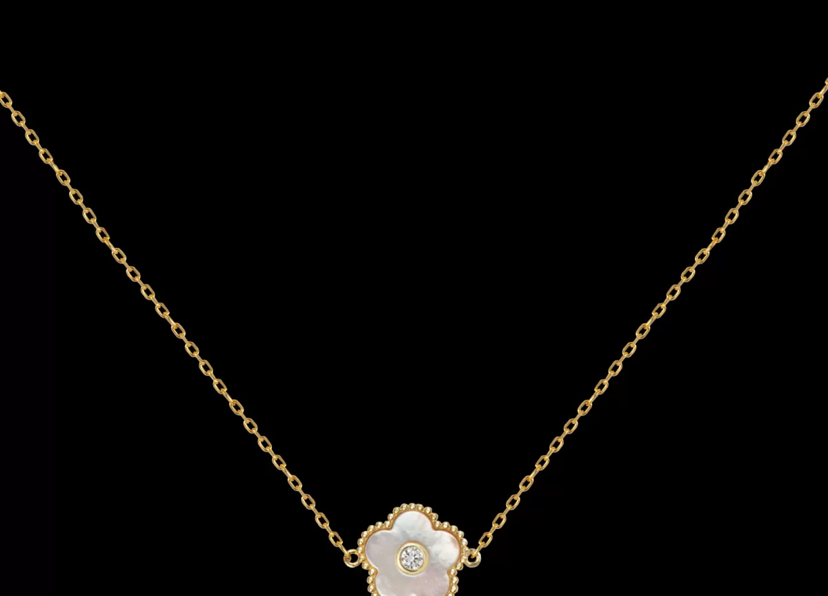 Cheap Jacques Lemans Kette "Blume" Sterlingsilber vergoldet mit Perlmutt/Topas