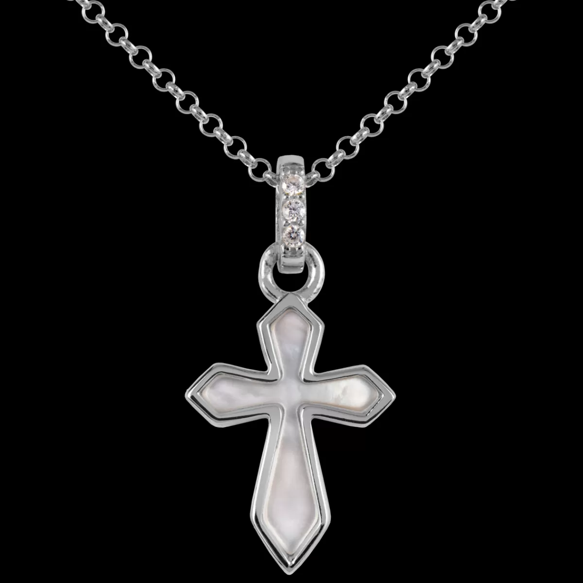 Best Sale Jacques Lemans Kette "Kreuz" Sterlingsilber mit Perlmutt/Topase
