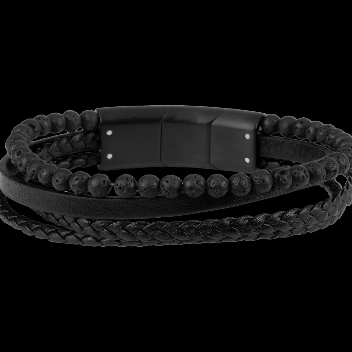 Cheap Jacques Lemans Lederarmband mit Lava Perlen