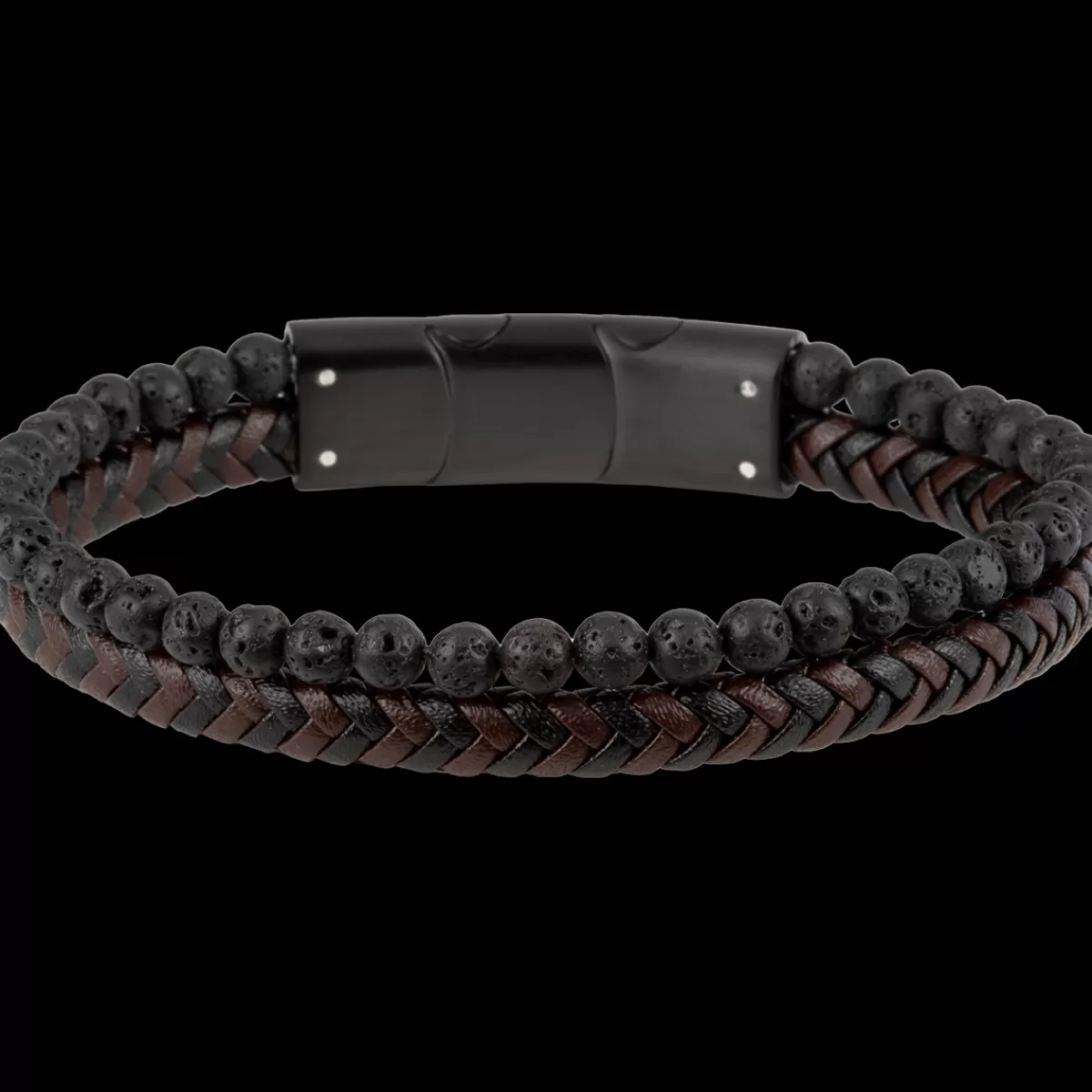 Cheap Jacques Lemans Lederarmband mit Lava Perlen