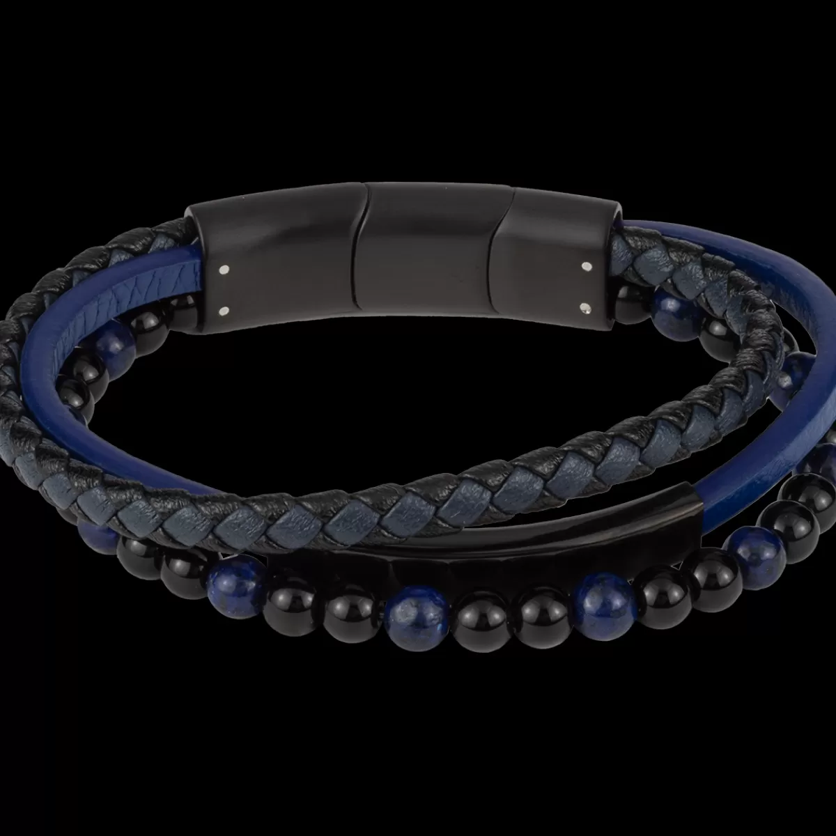 Clearance Jacques Lemans Lederarmband mit Onyx/Lapislazuli