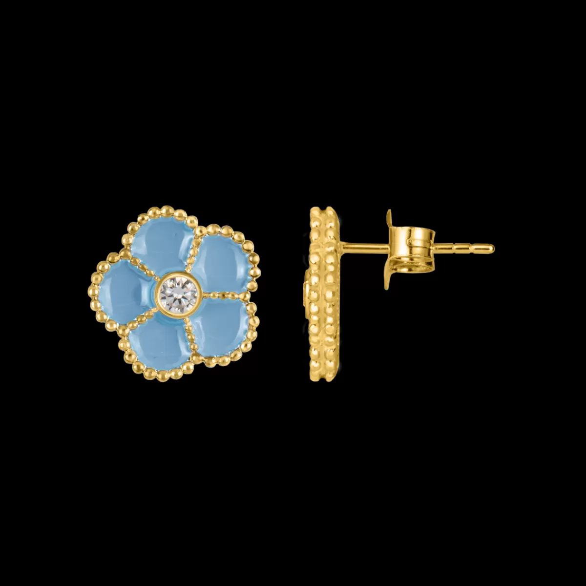 Best Jacques Lemans Ohrstecker "Blume" Sterlingsilber vergoldet mit Emaille/Topa