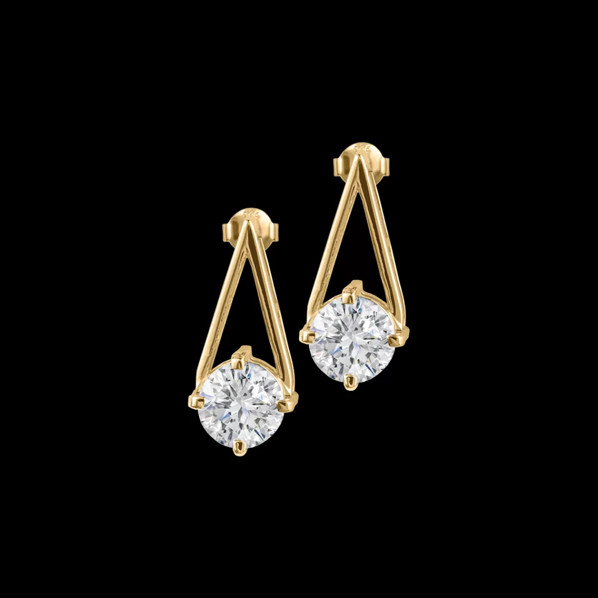Best Jacques Lemans Ohrstecker Sterlingsilber vergoldet mit White Topaz