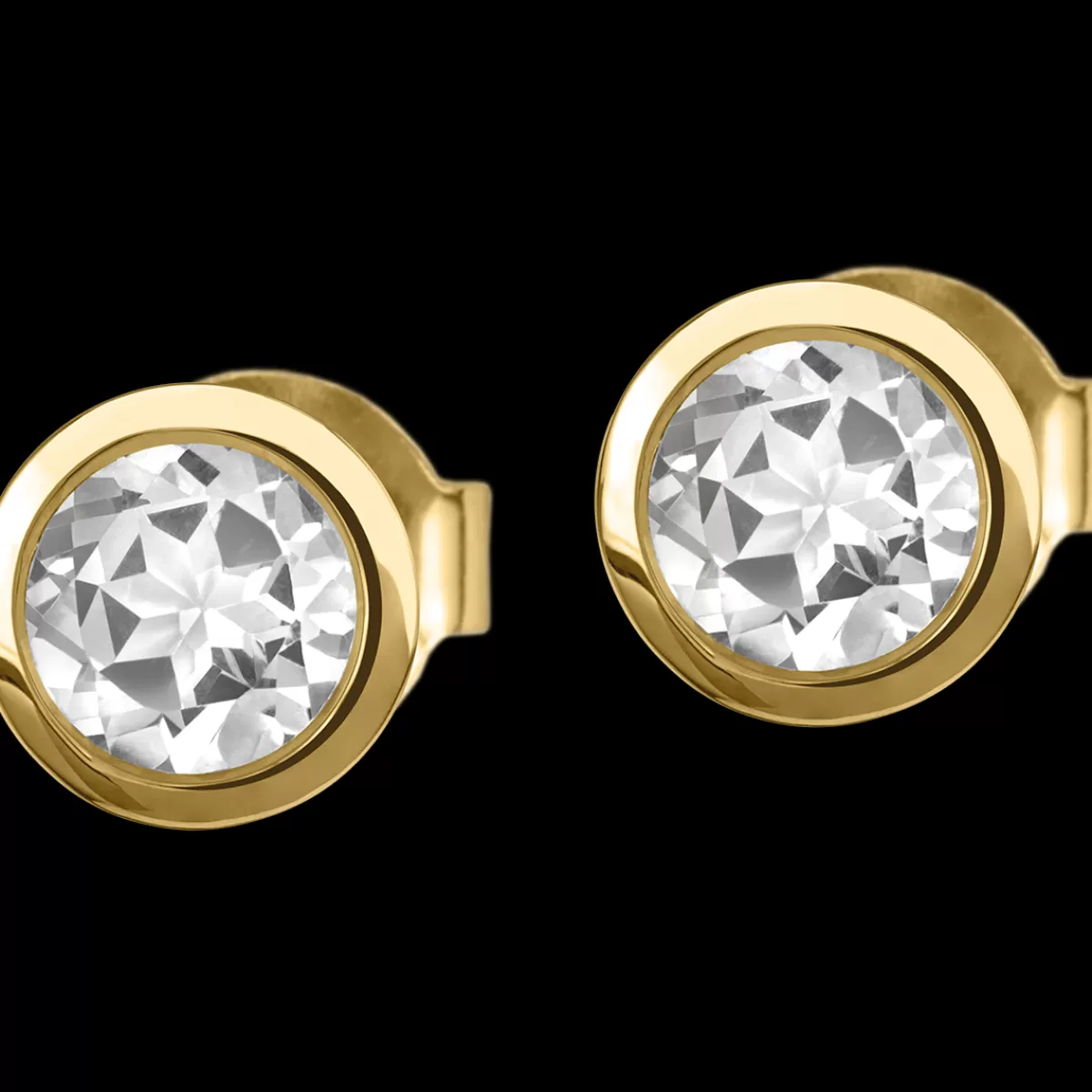 Hot Jacques Lemans Ohrstecker Sterlingsilber vergoldet mit White Topaz