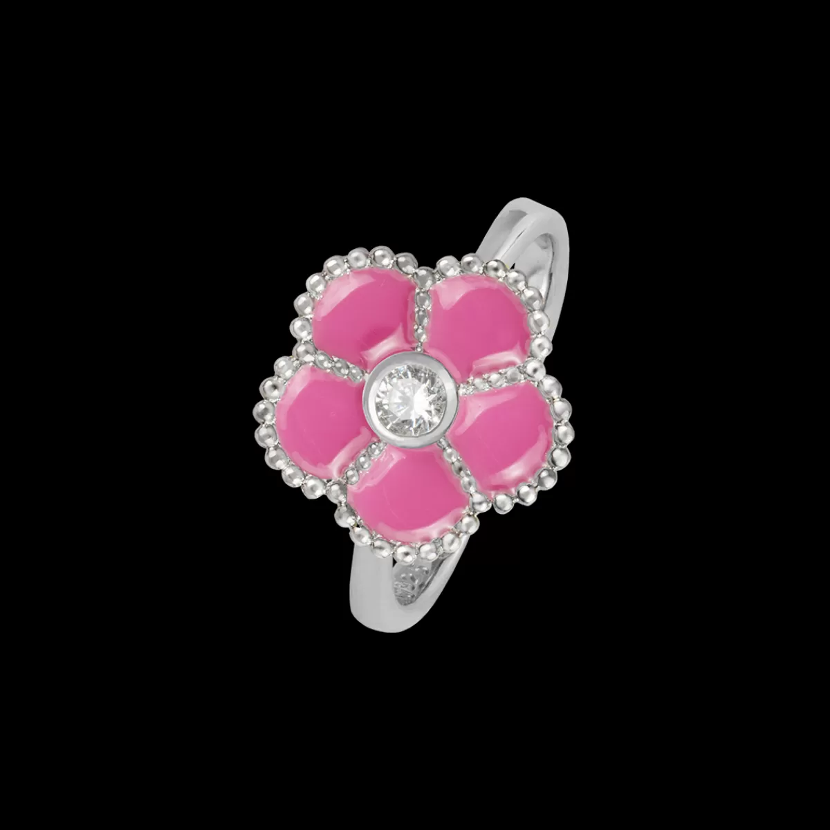 Clearance Jacques Lemans Ring "Blume" Sterlingsilber mit Emaille/Topas
