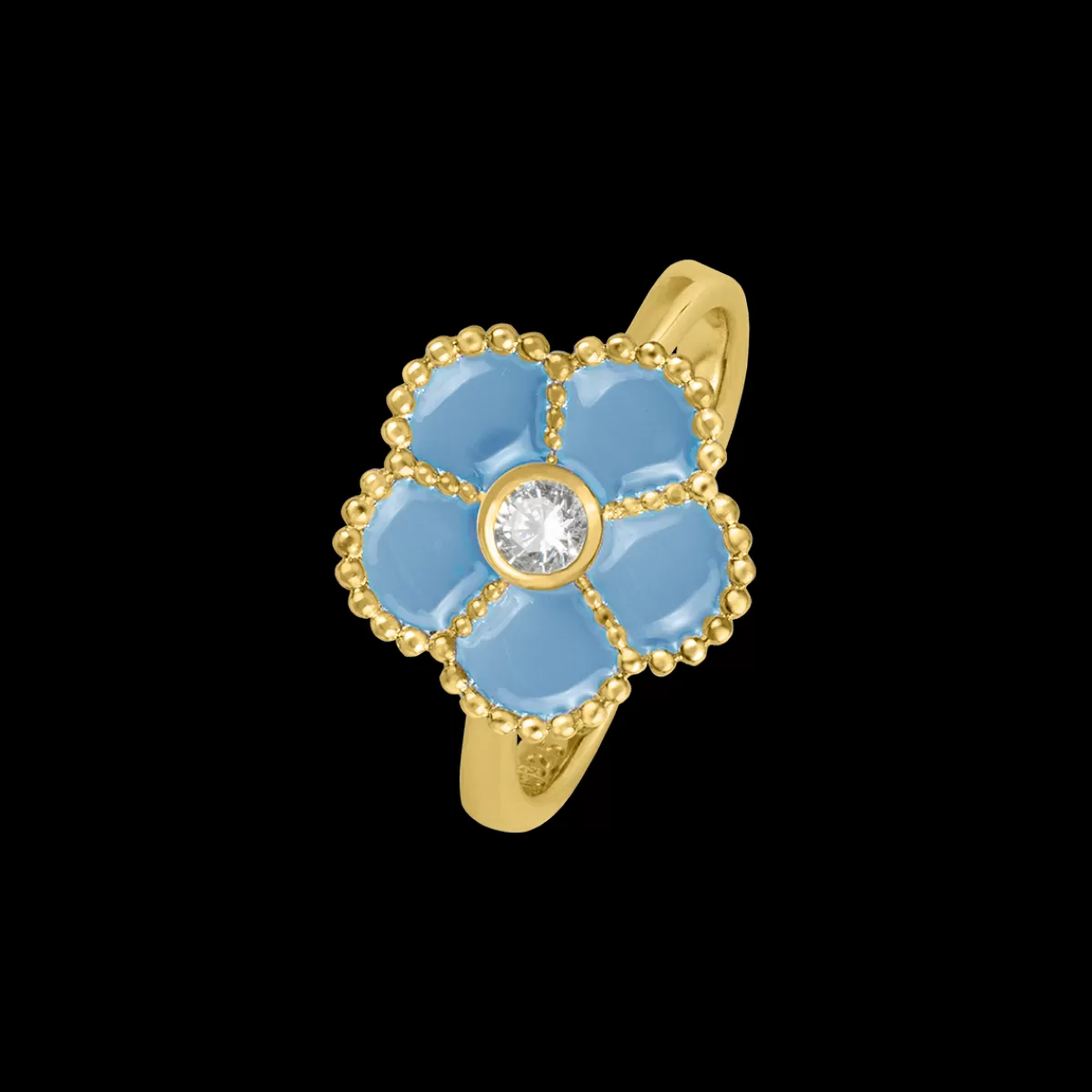 Discount Jacques Lemans Ring "Blume" Sterlingsilber vergoldet mit Emaille/Topas